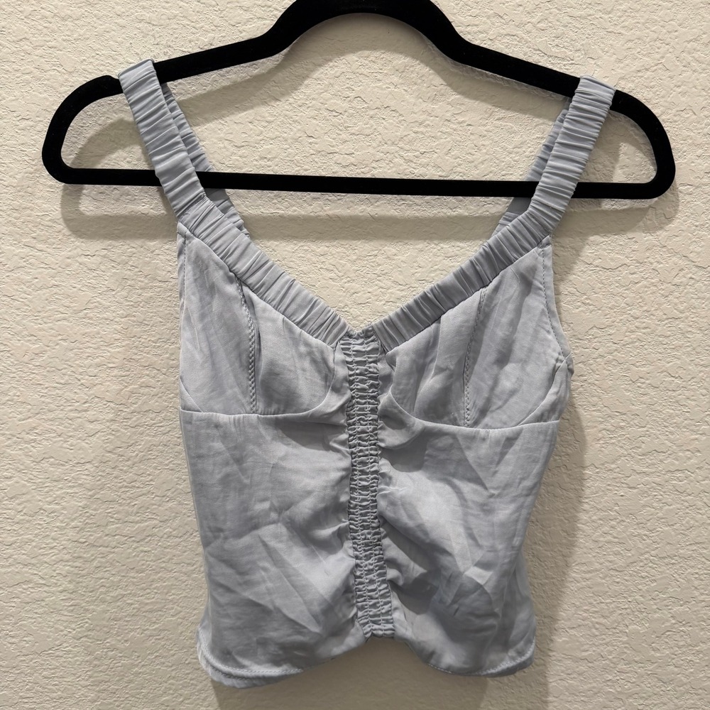 Intimately Free People Light Blue Ruched Smocked Back Camisole Crop Top XS